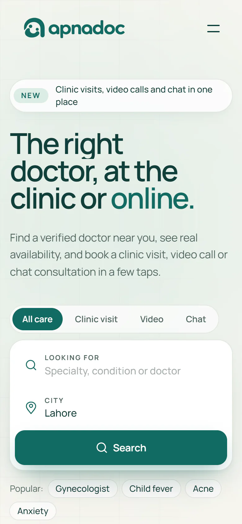 Apnadoc homepage on a phone