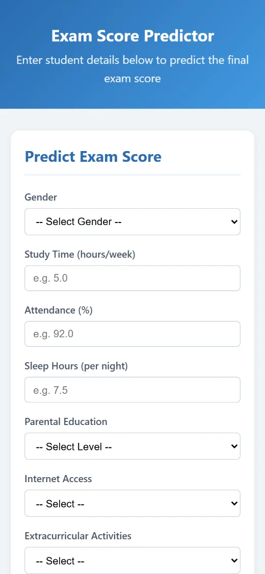 The prediction form on a phone