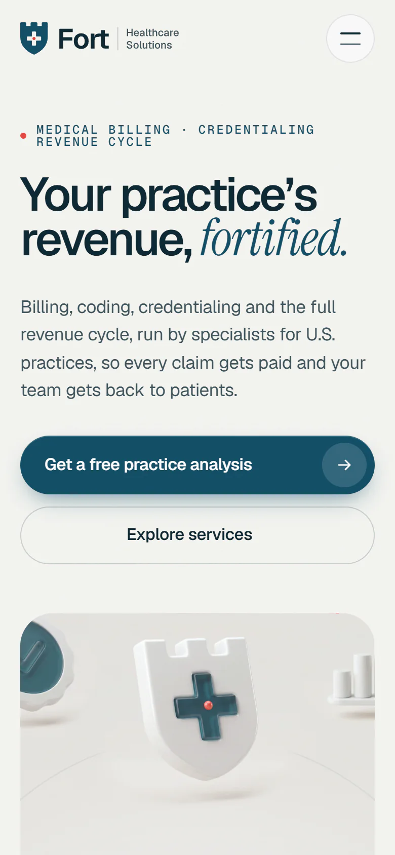 Fort Healthcare Solutions homepage on a phone